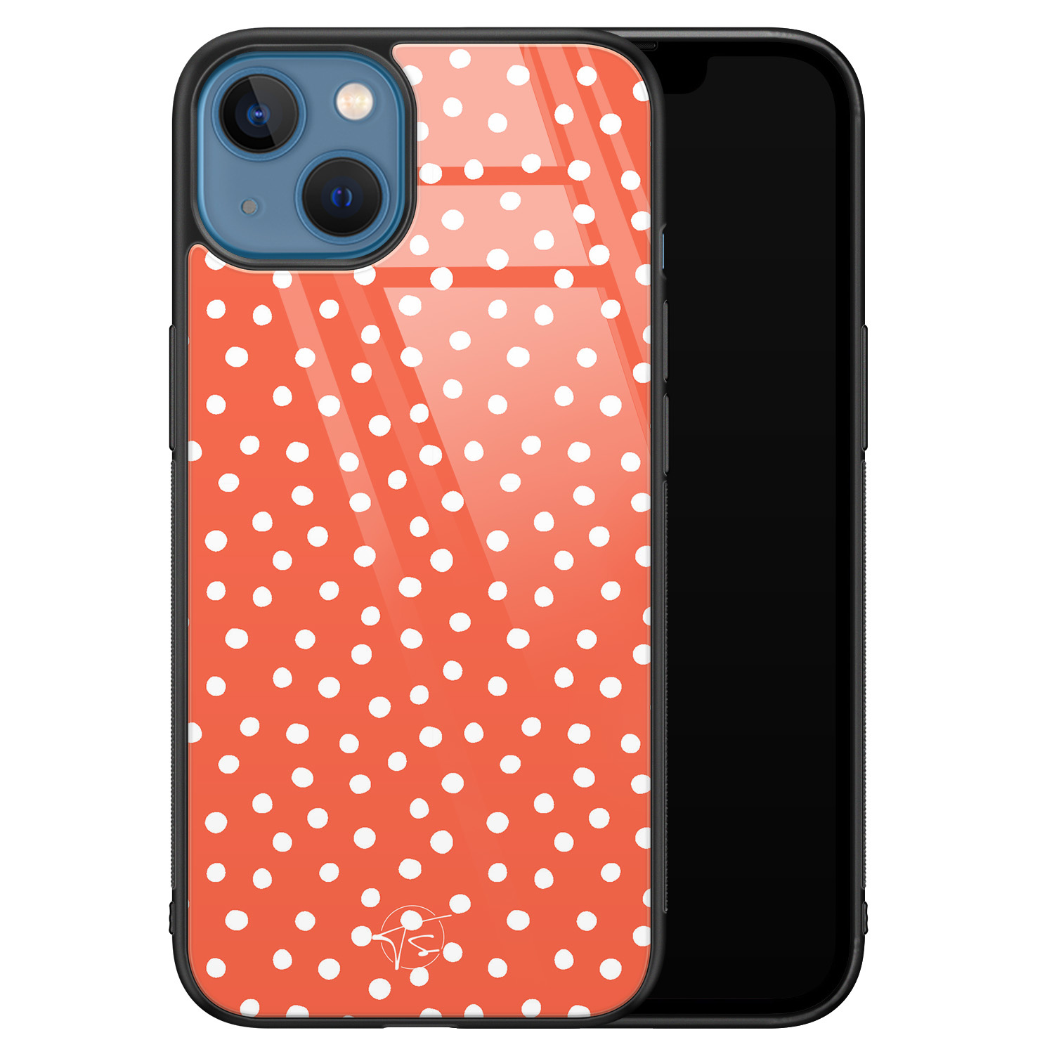 Telefoonhoesje Store iPhone 13 hoesje glas - Orange dots