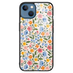 Telefoonhoesje Store iPhone 13 hoesje glas - Romantische bloemen