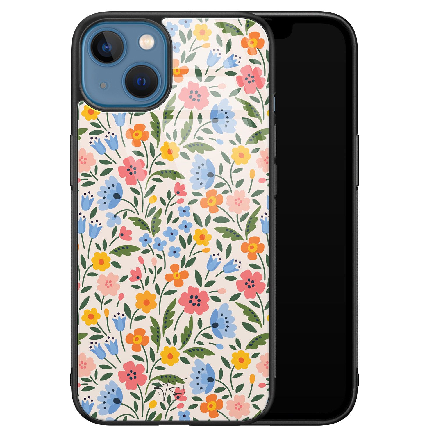 Telefoonhoesje Store iPhone 13 hoesje glas - Romantische bloemen