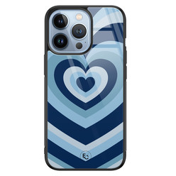 ELLECHIQ iPhone 13 Pro hoesje glas - Hart blauw