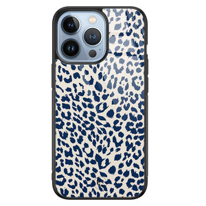 Telefoonhoesje Store iPhone 13 Pro hoesje glas - Luipaard blauw