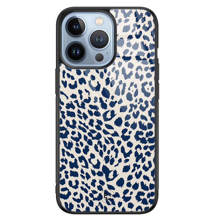 Telefoonhoesje Store iPhone 13 Pro hoesje glas - Luipaard blauw