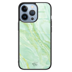 Telefoonhoesje Store iPhone 13 Pro hoesje glas - Marmer limegroen