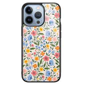 Telefoonhoesje Store iPhone 13 Pro hoesje glas - Romantische bloemen