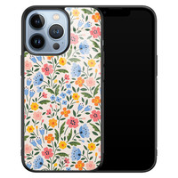 Telefoonhoesje Store iPhone 13 Pro hoesje glas - Romantische bloemen