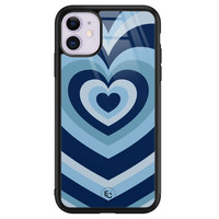 ELLECHIQ iPhone 11 hoesje glas - Hart blauw