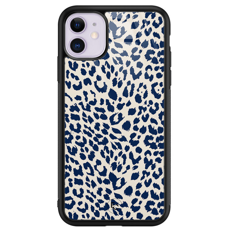 Telefoonhoesje Store iPhone 11 hoesje glas - Luipaard blauw