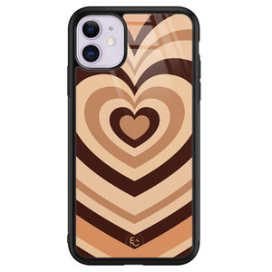 ELLECHIQ iPhone 11 hoesje glas - Hart bruin