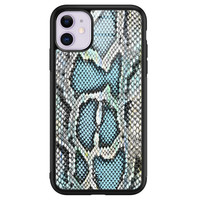 ELLECHIQ iPhone 11 hoesje glas - Baby Snake Blue