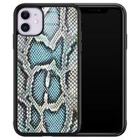 ELLECHIQ iPhone 11 hoesje glas - Baby Snake Blue
