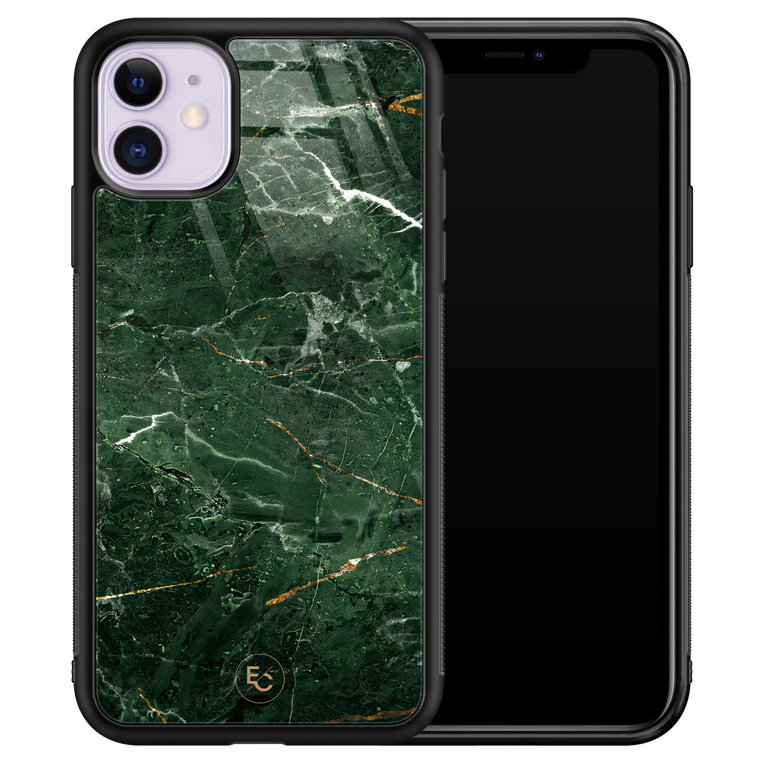 ELLECHIQ iPhone 11 hoesje glas - Marble jade green