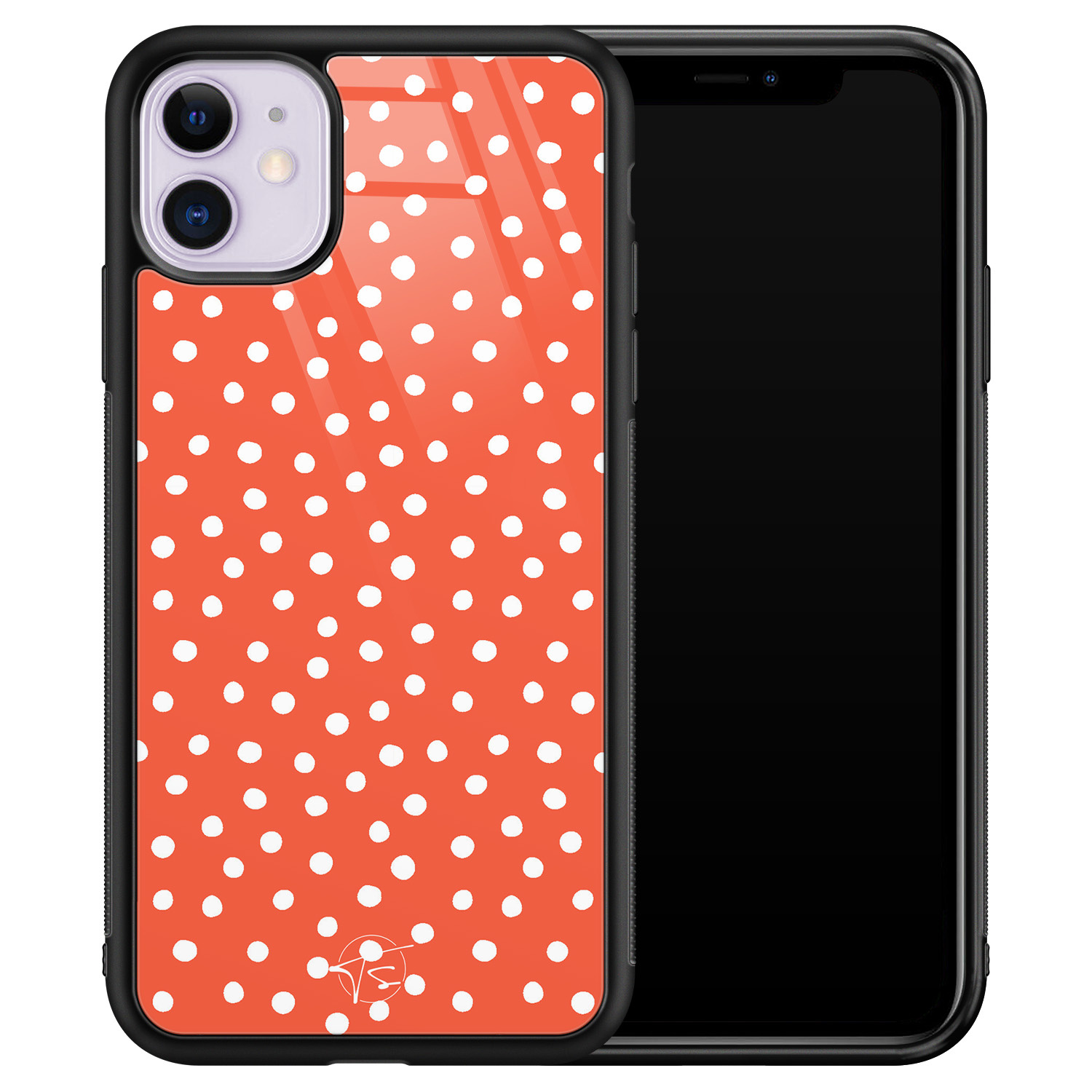 Telefoonhoesje Store iPhone 11 hoesje glas - Orange dots