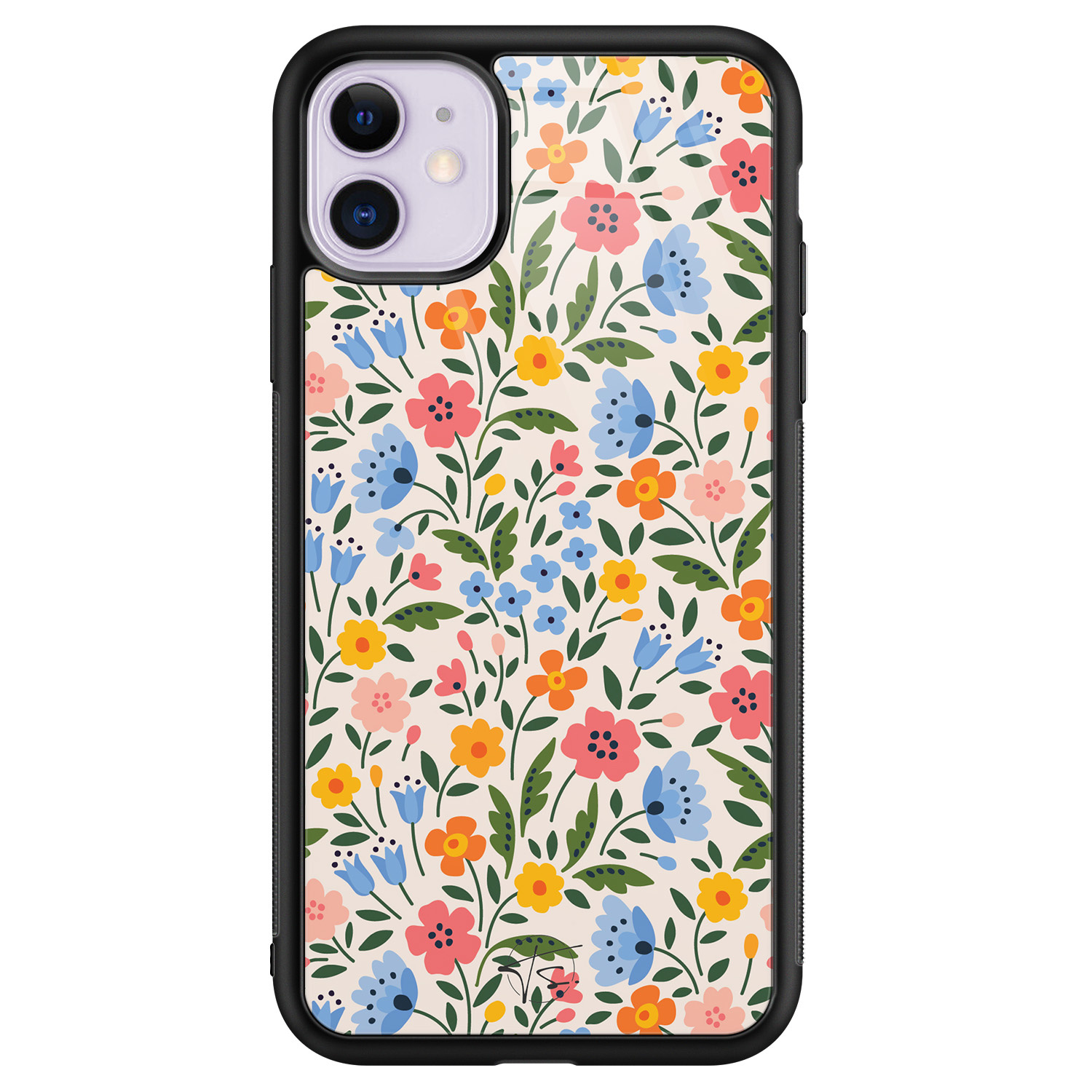 Telefoonhoesje Store iPhone 11 hoesje glas - Romantische bloemen