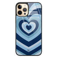 ELLECHIQ iPhone 12 (Pro) hoesje glas - Hart blauw