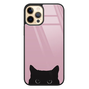 Telefoonhoesje Store iPhone 12 (Pro) hoesje glas - Zwarte kat