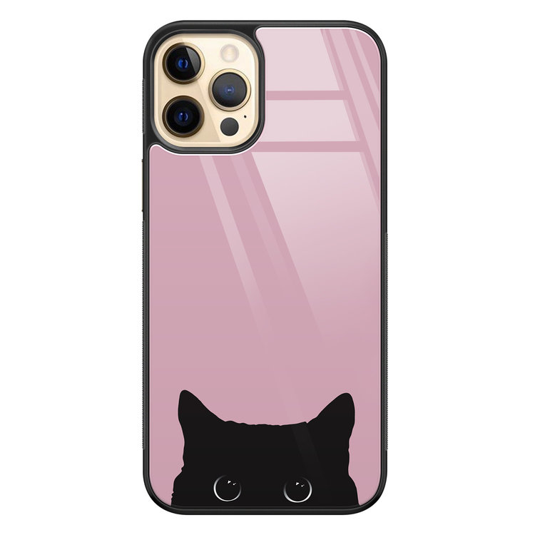 Telefoonhoesje Store iPhone 12 (Pro) hoesje glas - Zwarte kat
