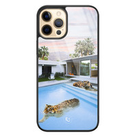 ELLECHIQ iPhone 12 (Pro) hoesje glas - Tiger pool