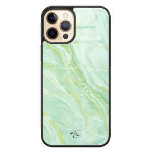 Telefoonhoesje Store iPhone 12 (Pro) hoesje glas - Marmer limegroen