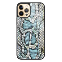 ELLECHIQ iPhone 12 (Pro) hoesje glas - Baby Snake Blue