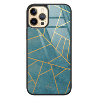 Telefoonhoesje Store iPhone 12 (Pro) hoesje glas - Abstract blauw
