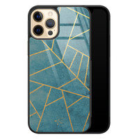 Telefoonhoesje Store iPhone 12 (Pro) hoesje glas - Abstract blauw