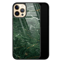 ELLECHIQ iPhone 12 (Pro) hoesje glas - Marble jade green