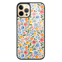 Telefoonhoesje Store iPhone 12 (Pro) hoesje glas - Romantische bloemen