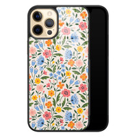 Telefoonhoesje Store iPhone 12 (Pro) hoesje glas - Romantische bloemen