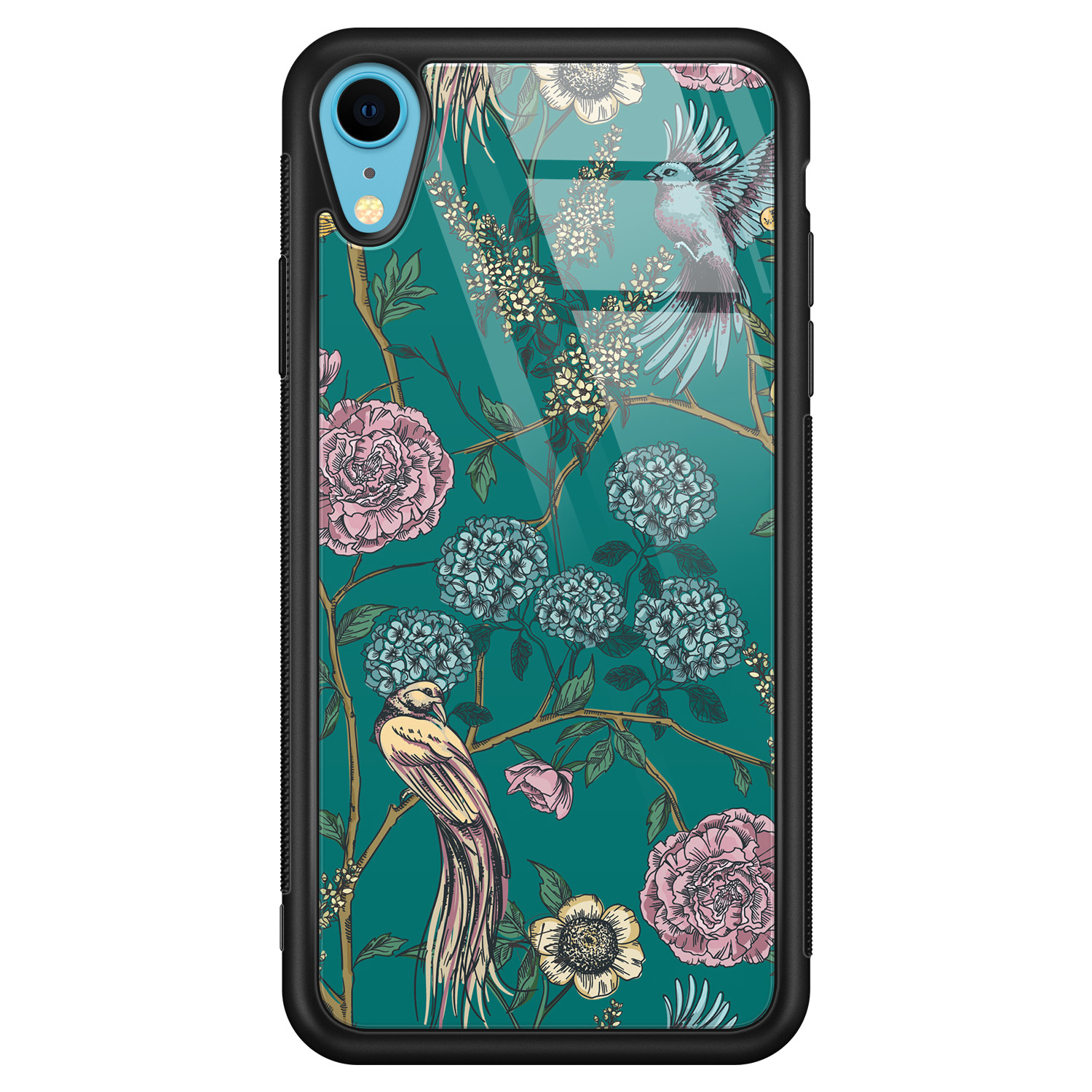 Telefoonhoesje Store iPhone XR hoesje glas - Bloomy birds