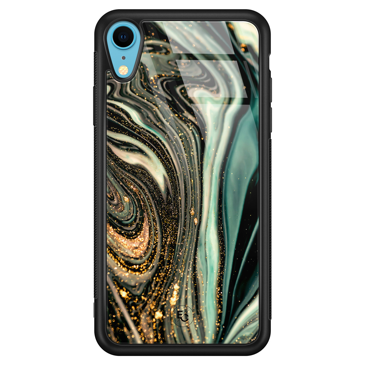 Telefoonhoesje Store iPhone XR hoesje glas - Marble Khaki Swirl