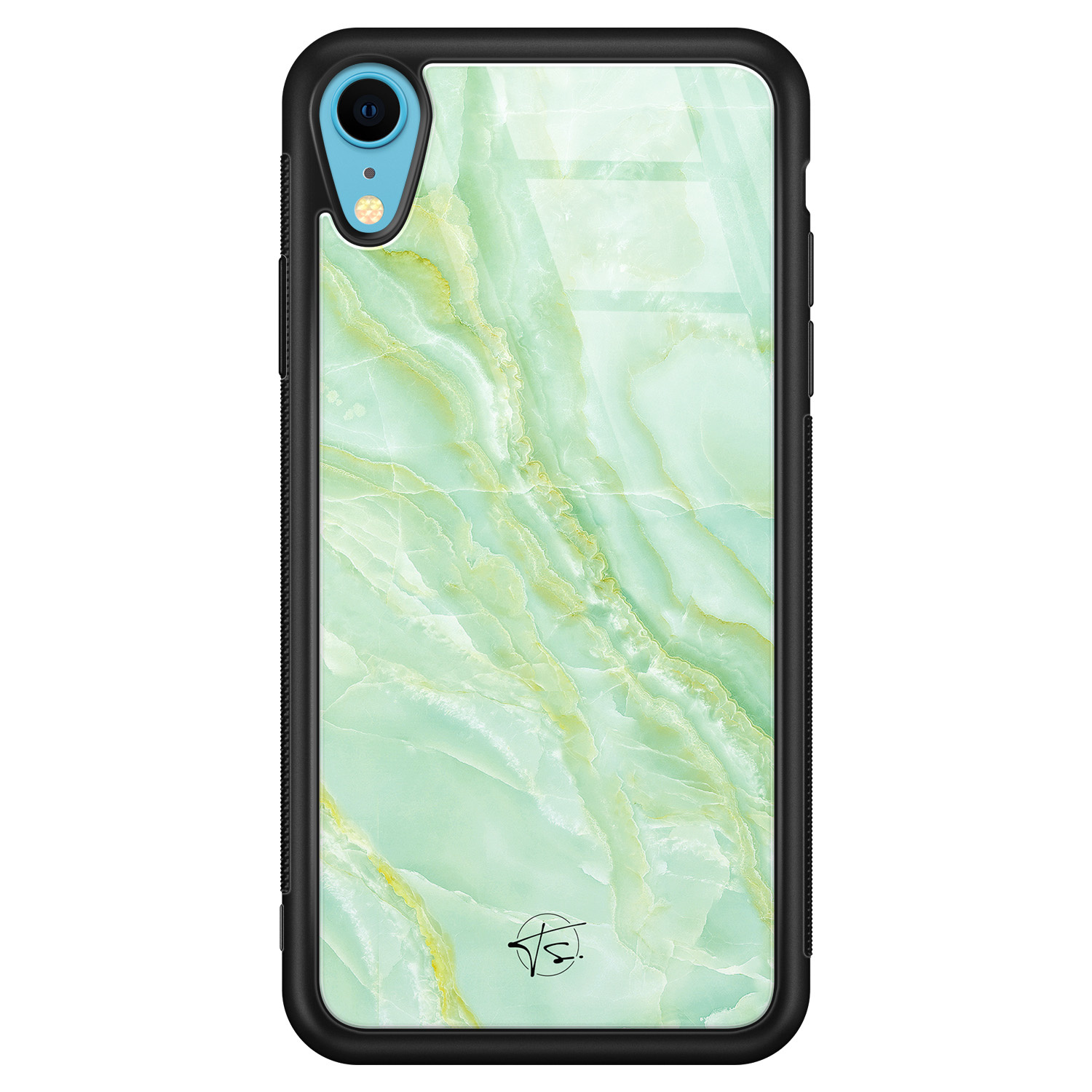 Telefoonhoesje Store iPhone XR hoesje glas - Marmer limegroen