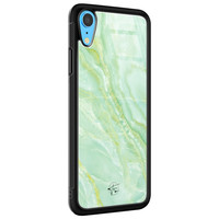 Telefoonhoesje Store iPhone XR hoesje glas - Marmer limegroen