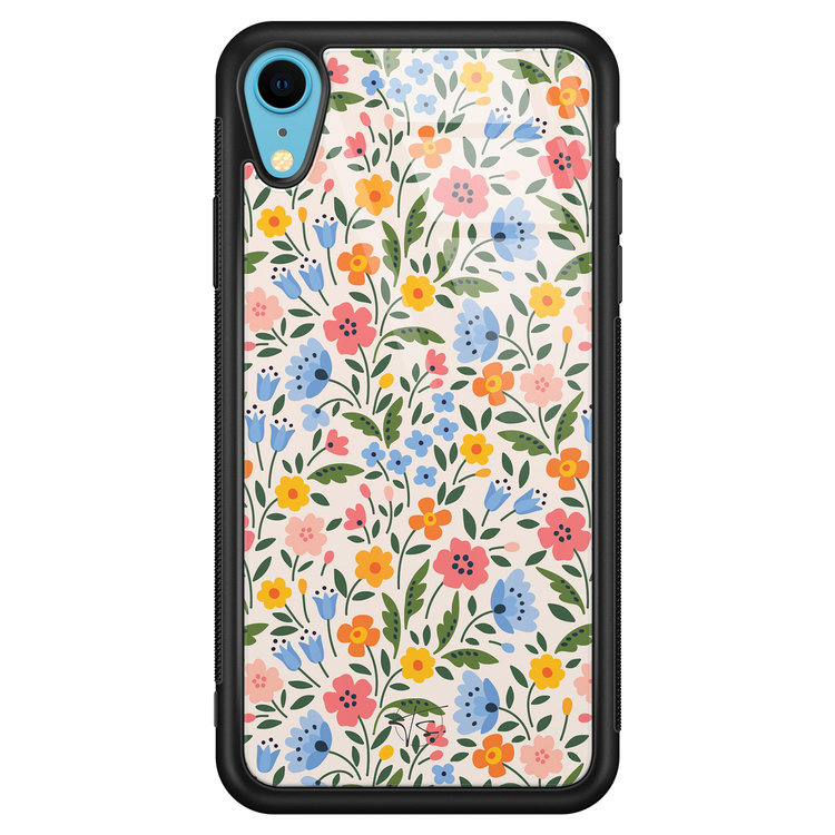 Telefoonhoesje Store iPhone XR hoesje glas - Romantische bloemen