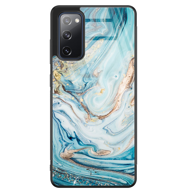 Telefoonhoesje Store Samsung Galaxy S20 FE hoesje glas - Marmer blauw goud