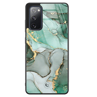 ELLECHIQ Samsung Galaxy S20 FE hoesje glas - Groen Grijs Marmer