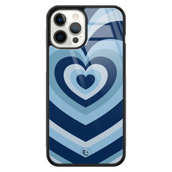 ELLECHIQ iPhone 12 Pro Max hoesje glas - Hart blauw