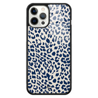 Telefoonhoesje Store iPhone 12 Pro Max hoesje glas - Luipaard blauw