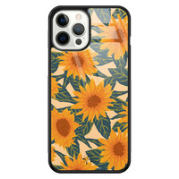 Telefoonhoesje Store iPhone 12 Pro Max hoesje glas - Zonnebloemen