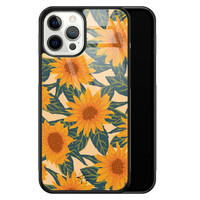 Telefoonhoesje Store iPhone 12 Pro Max hoesje glas - Zonnebloemen