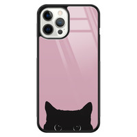 Telefoonhoesje Store iPhone 12 Pro Max hoesje glas - Zwarte kat