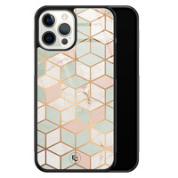 Telefoonhoesje Store iPhone 12 Pro Max hoesje glas - Pastel kubus