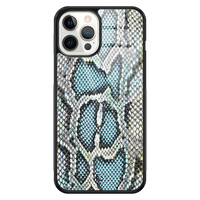 ELLECHIQ iPhone 12 Pro Max hoesje glas - Baby Snake Blue