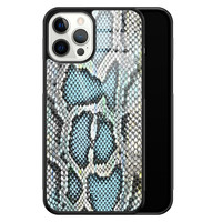 ELLECHIQ iPhone 12 Pro Max hoesje glas - Baby Snake Blue