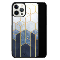 Telefoonhoesje Store iPhone 12 Pro Max hoesje glas - Abstract blauw