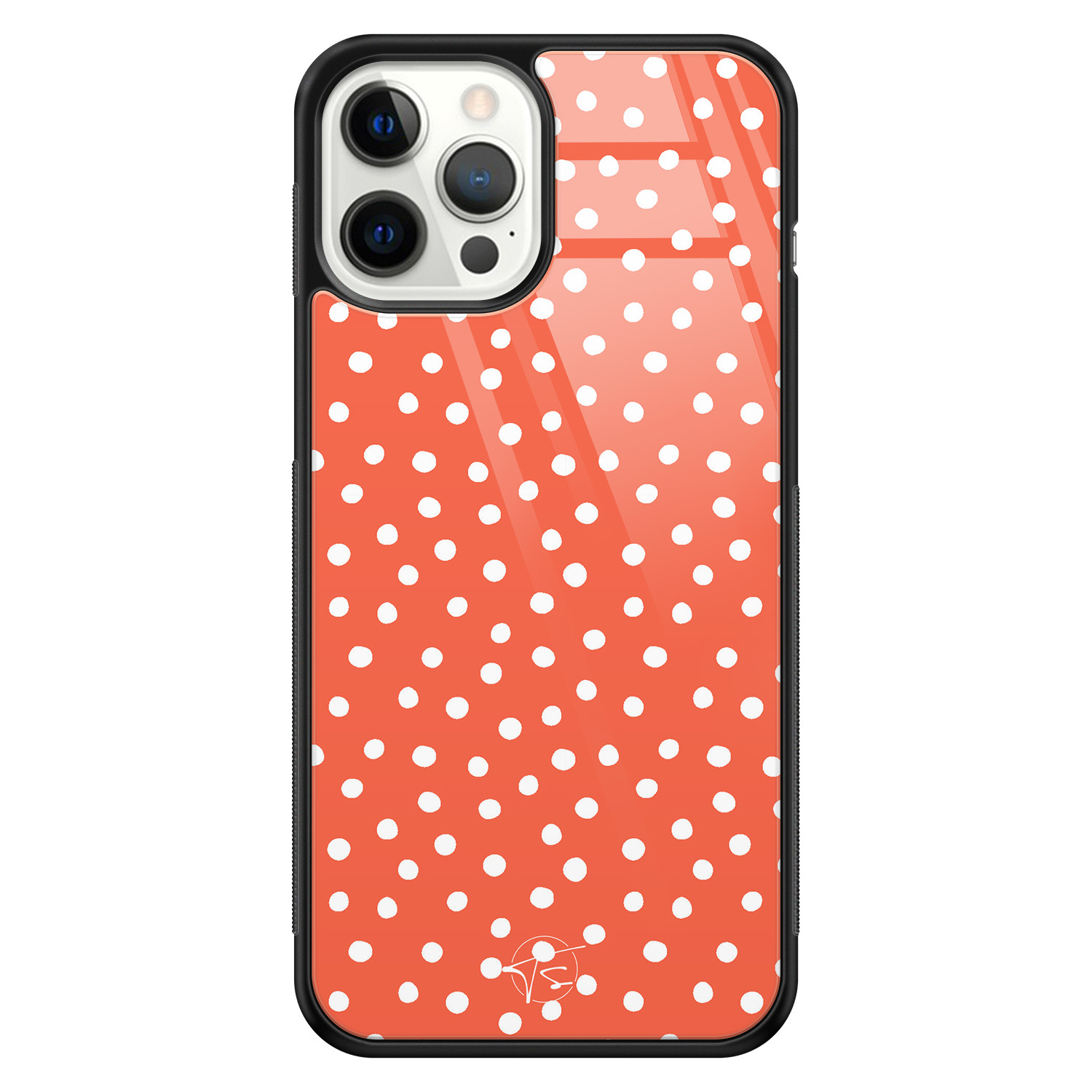 Telefoonhoesje Store iPhone 12 Pro Max hoesje glas - Orange dots