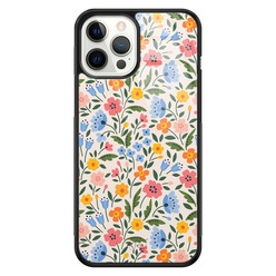 Telefoonhoesje Store iPhone 12 Pro Max hoesje glas - Romantische bloemen