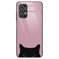 Telefoonhoesje Store Samsung Galaxy A32 4G hoesje glas - Zwarte kat