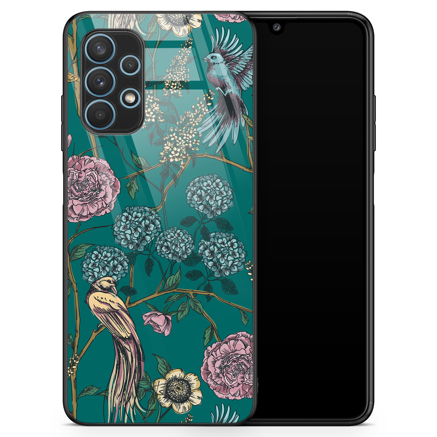 Telefoonhoesje Store Samsung Galaxy A32 4G hoesje glas - Bloomy birds