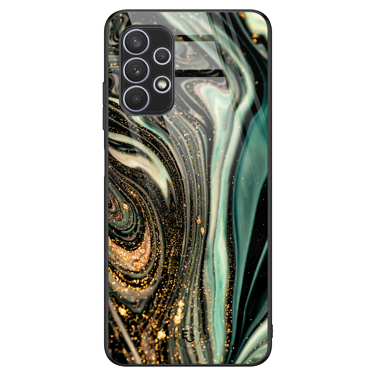 Telefoonhoesje Store Samsung Galaxy A32 4G hoesje glas - Marble Khaki Swirl