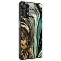 Telefoonhoesje Store Samsung Galaxy A32 4G hoesje glas - Marble Khaki Swirl